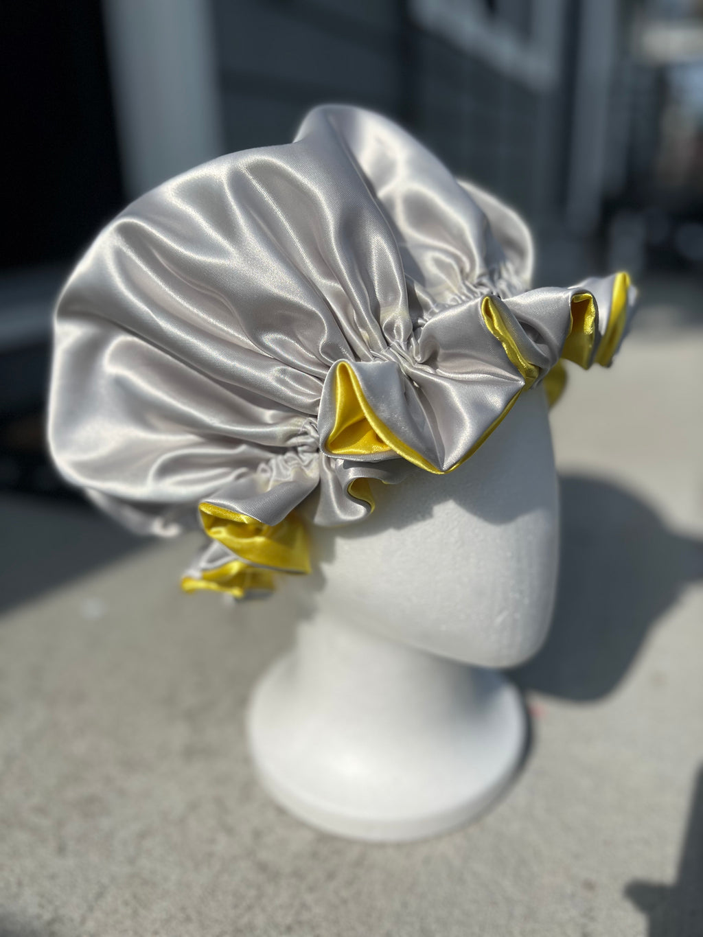 Yellow & Grey Reversible Bonnet