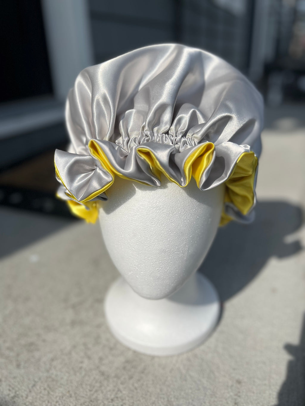 Yellow & Grey Reversible Bonnet