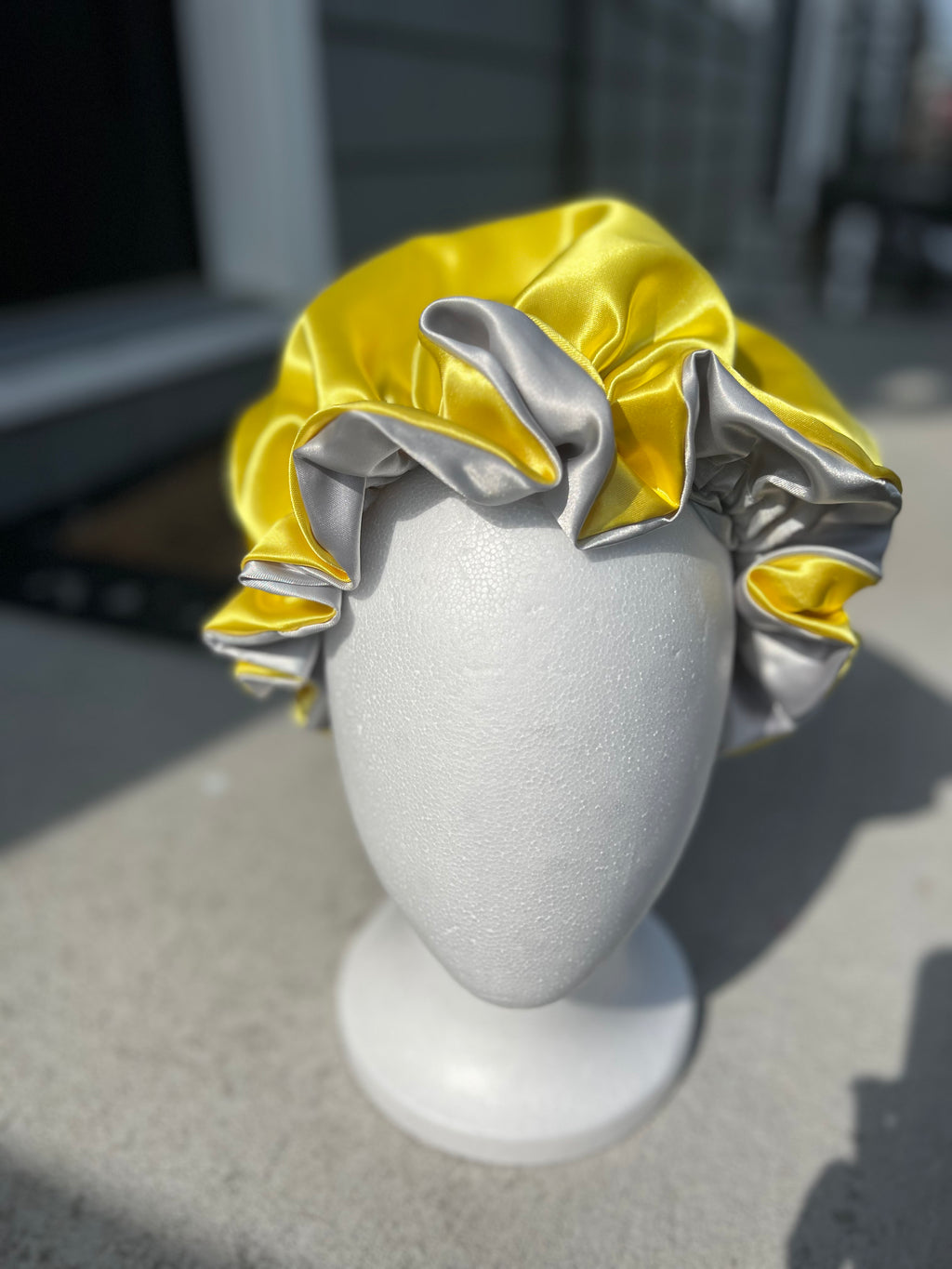 Yellow & Grey Reversible Bonnet