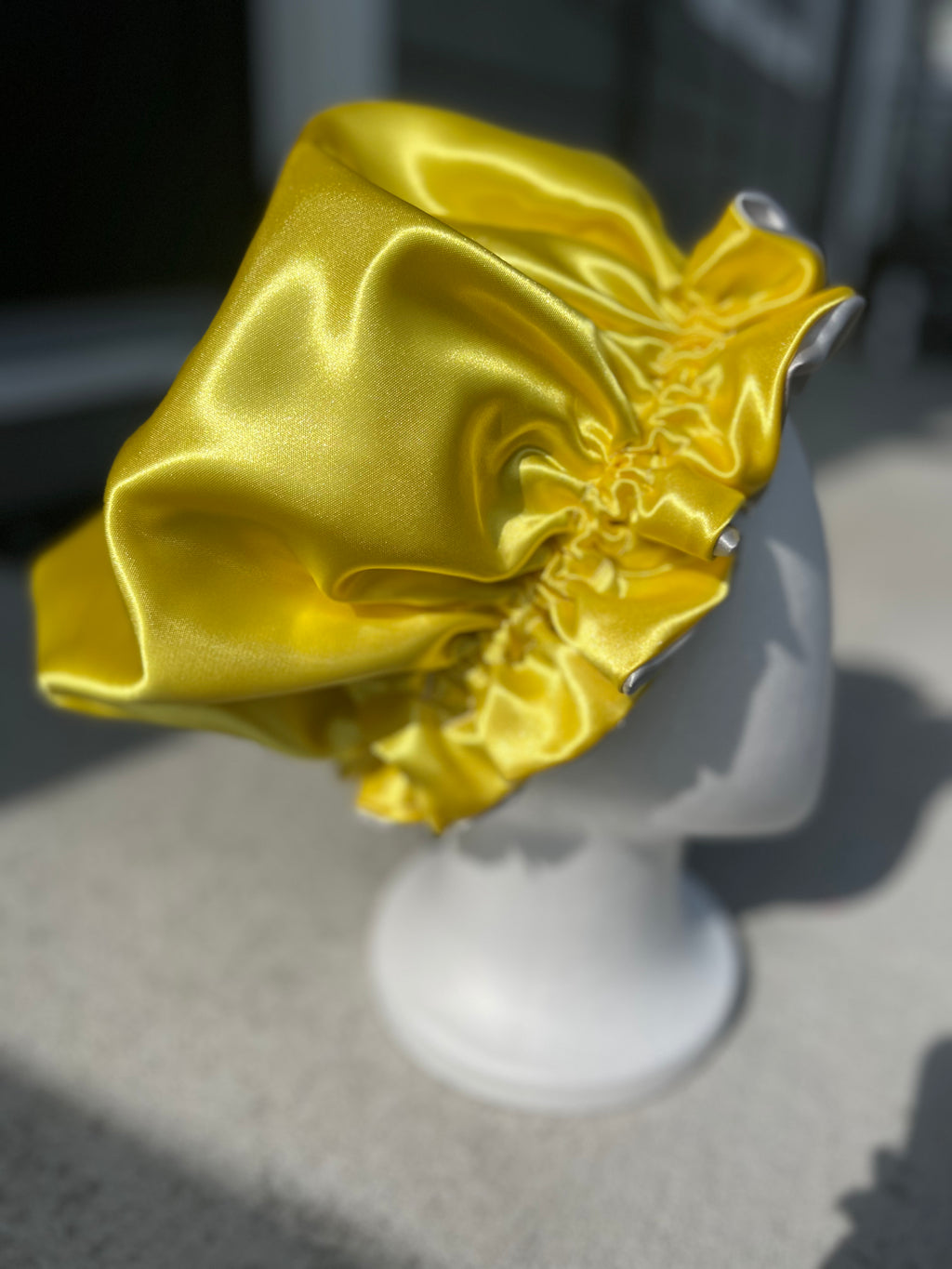 Yellow & Grey Reversible Bonnet
