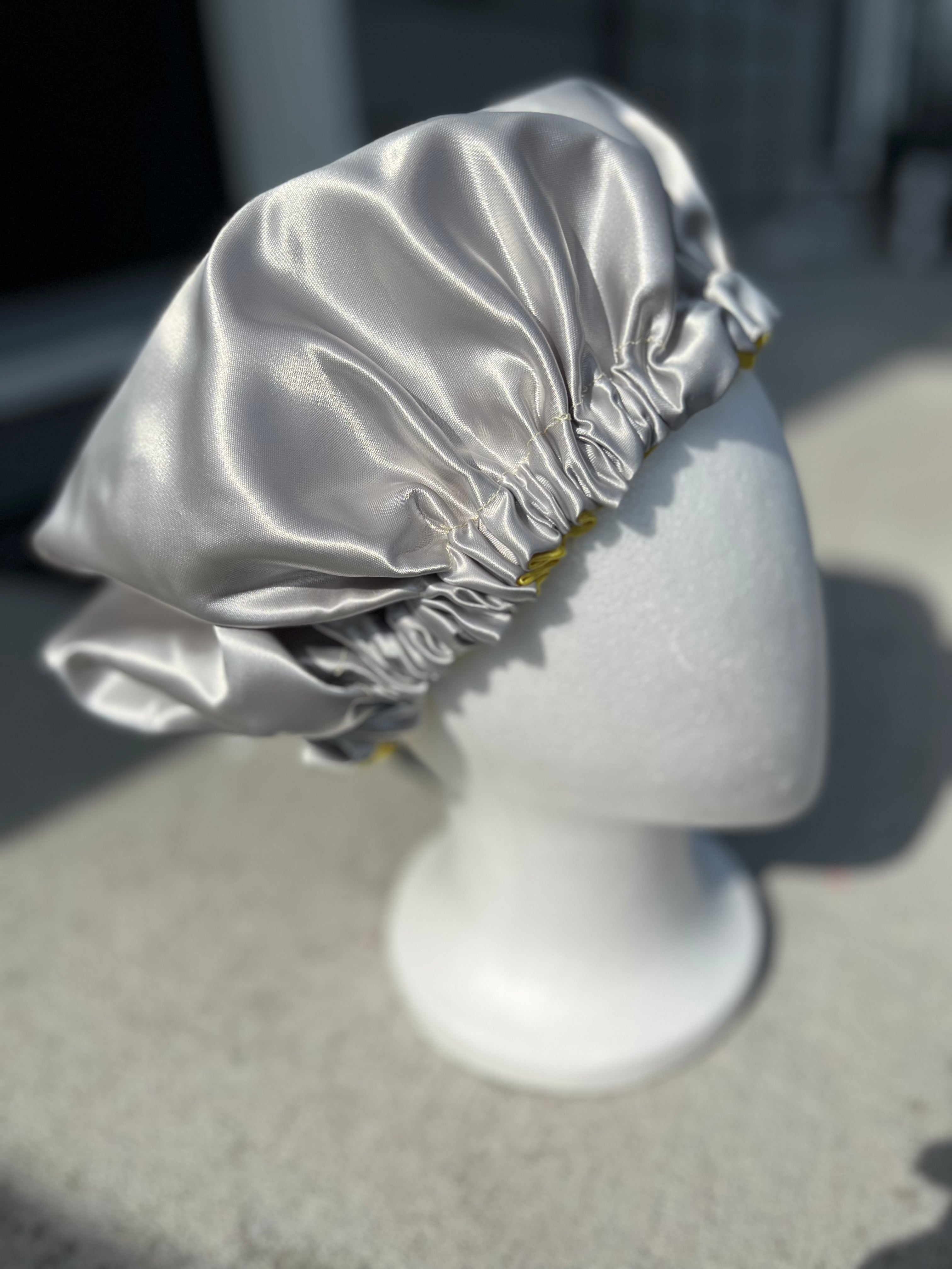 Unisex - No-Ruffle Yellow & Grey Reversible Bonnet