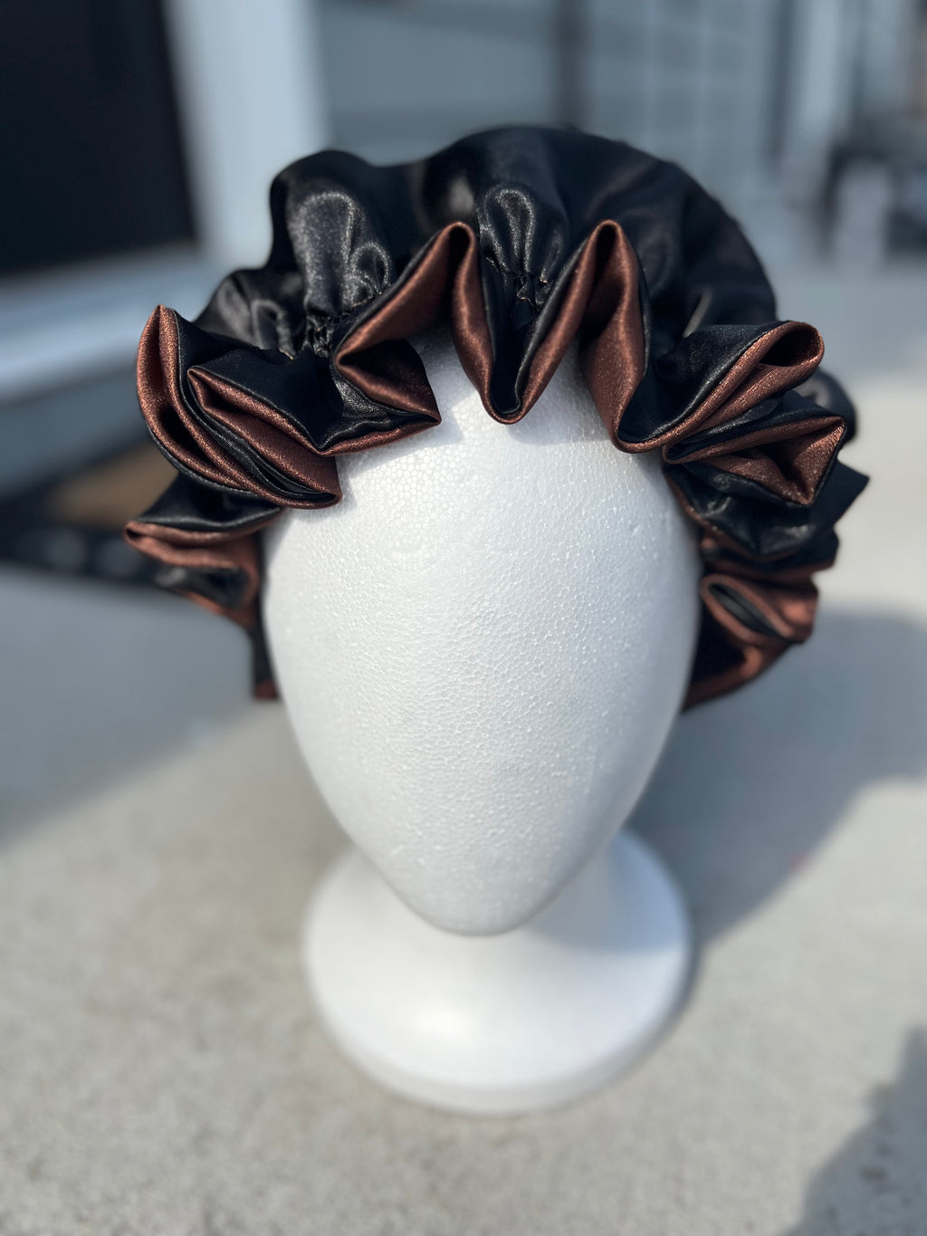 Brown & Black Reversible Bonnet