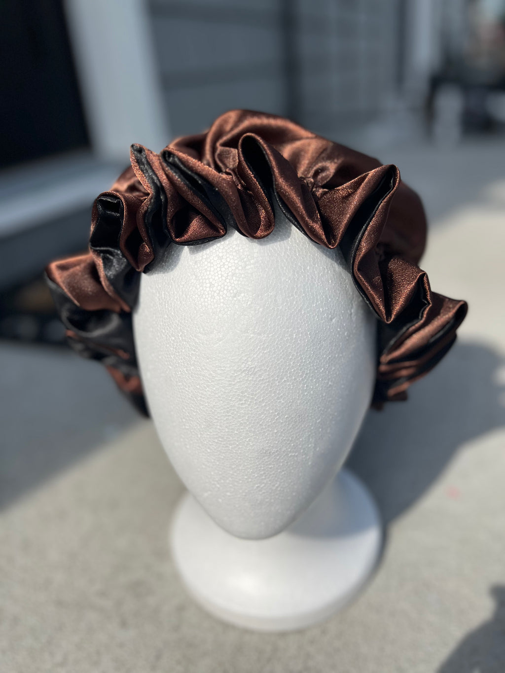 Brown & Black Reversible Bonnet