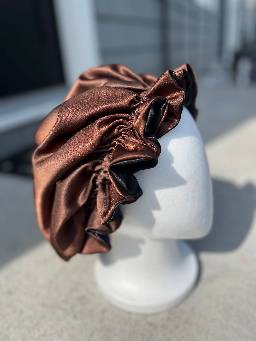 Brown & Black Reversible Bonnet