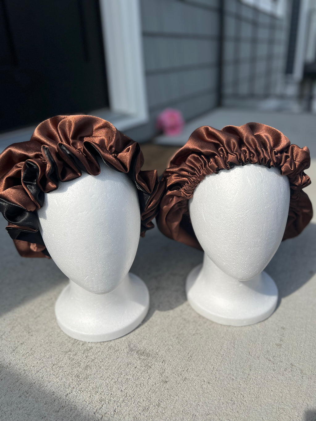His & Hers Set – Brown & Black Reversible Bonnet