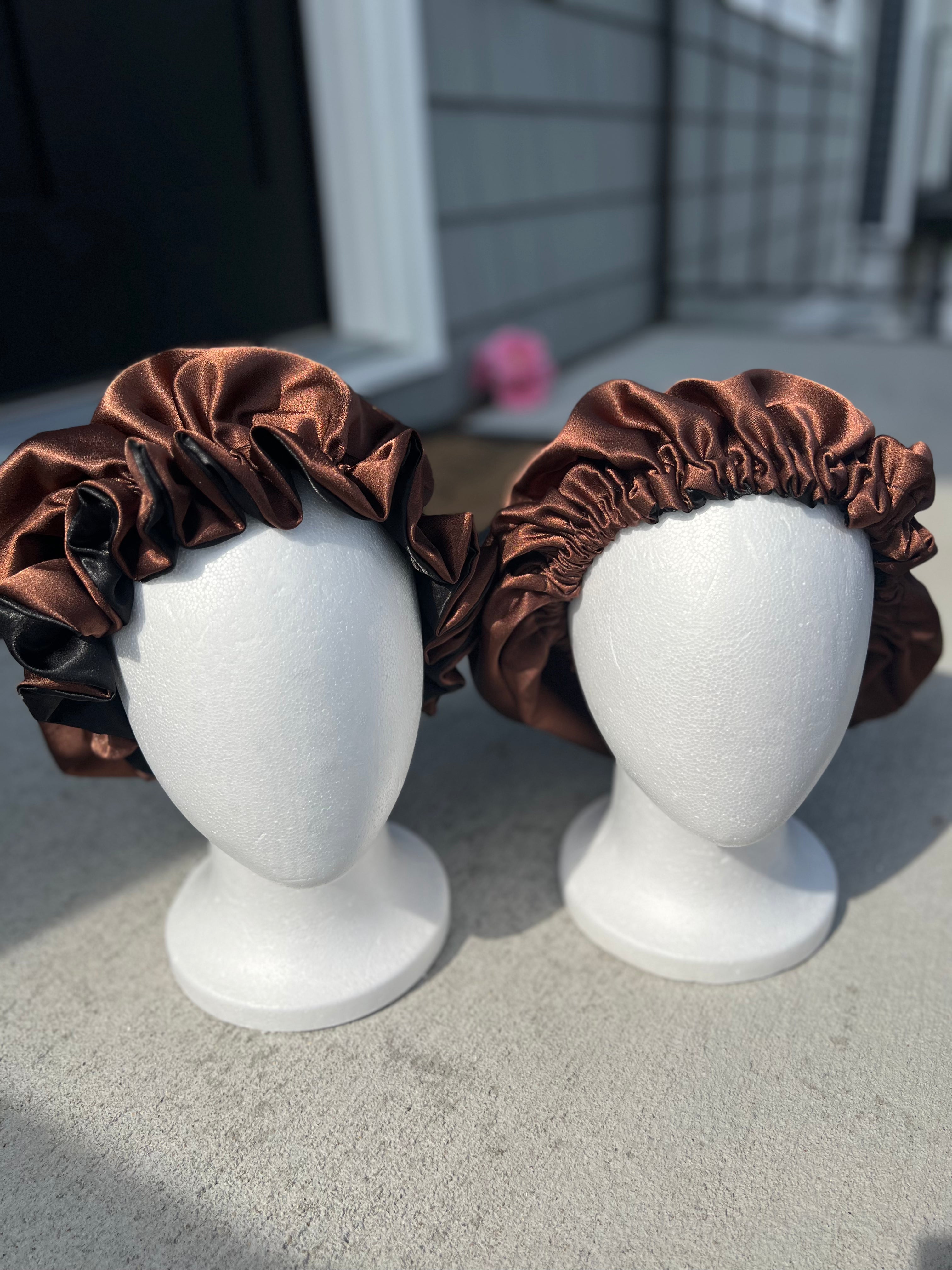 His & Hers Set – Brown & Black Reversible Bonnet