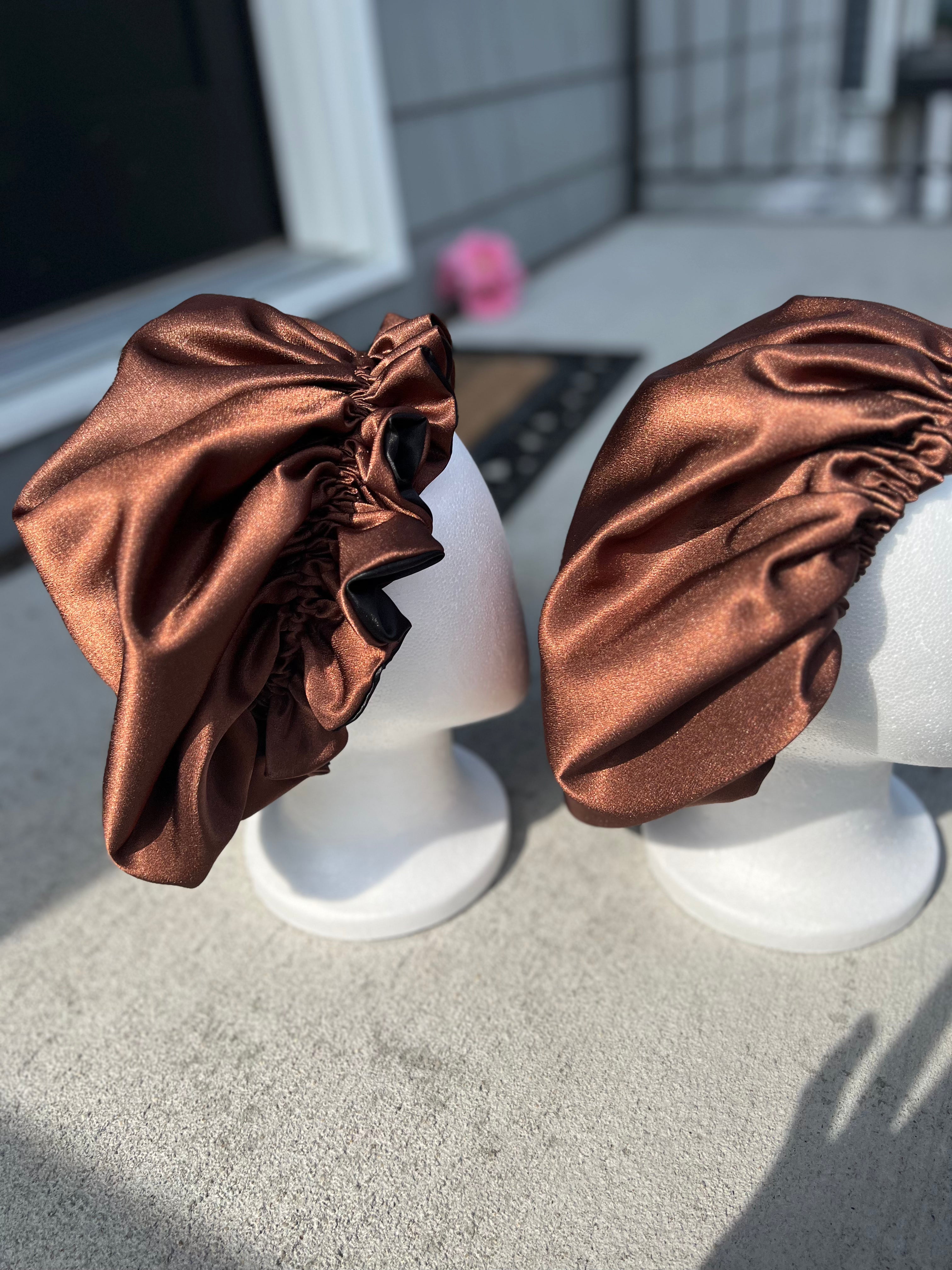 His & Hers Set – Brown & Black Reversible Bonnet