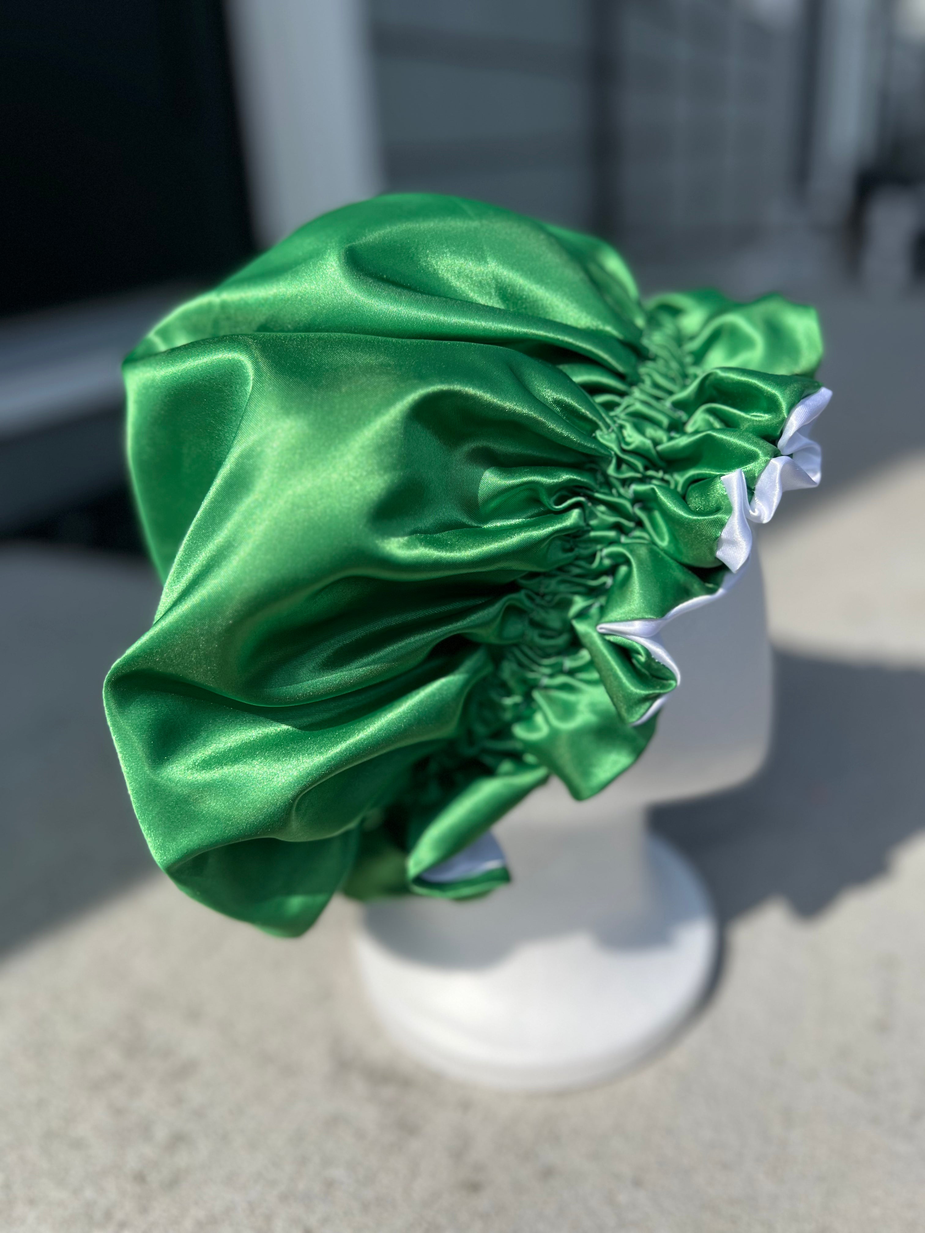 Green & White Reversible Bonnet