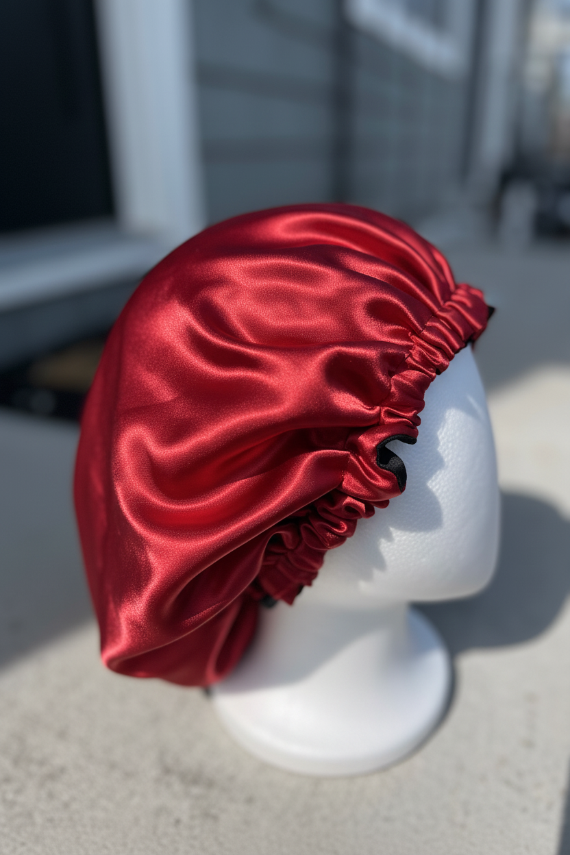 Men's Red & Black Reversible Bonnet - side view