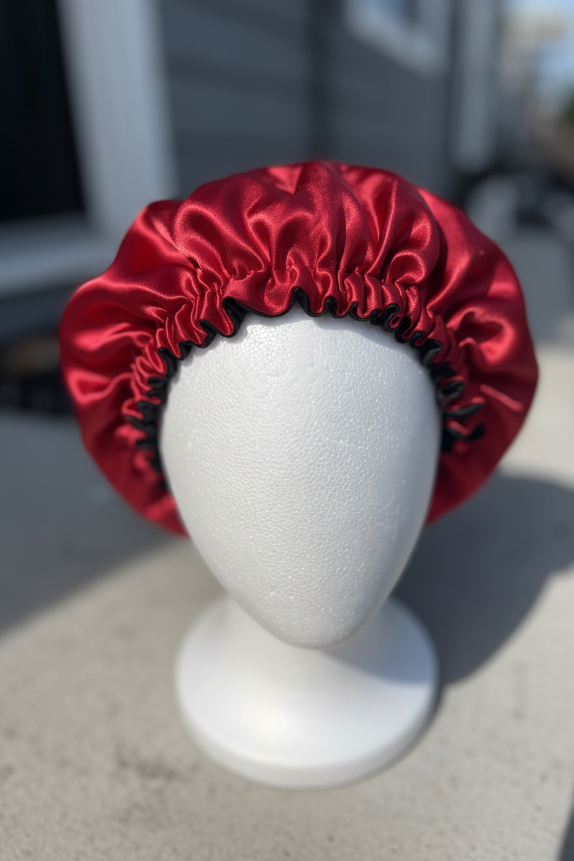 Men's Red & Black Reversible Bonnet - front view